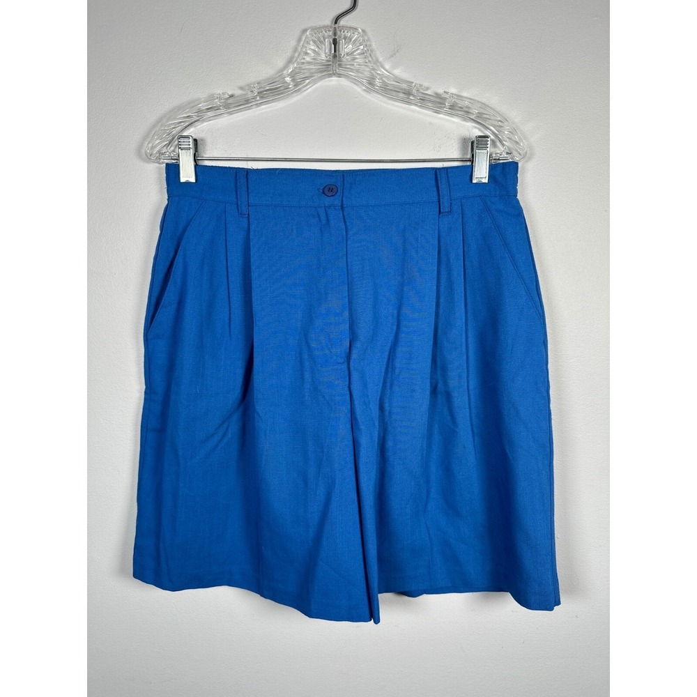 Vintage Sag Harbor 14P‎ Womens Shorts High Waisted Blue Zip Classic Pleated Prep